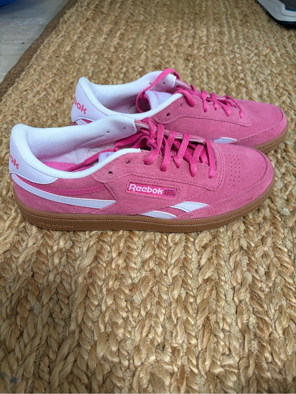 Reebok Club C Revenge Kids Pink Suede Sneakers with White Accents
